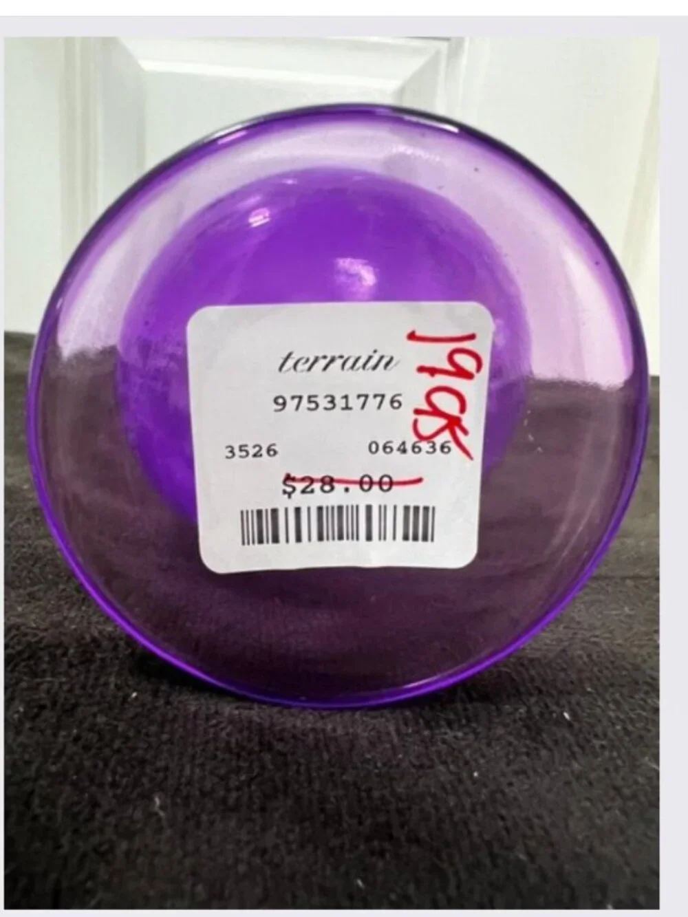 Anthropologie/Terrain Hand-Etched Egyptian Glass Egg in Violet – NWT